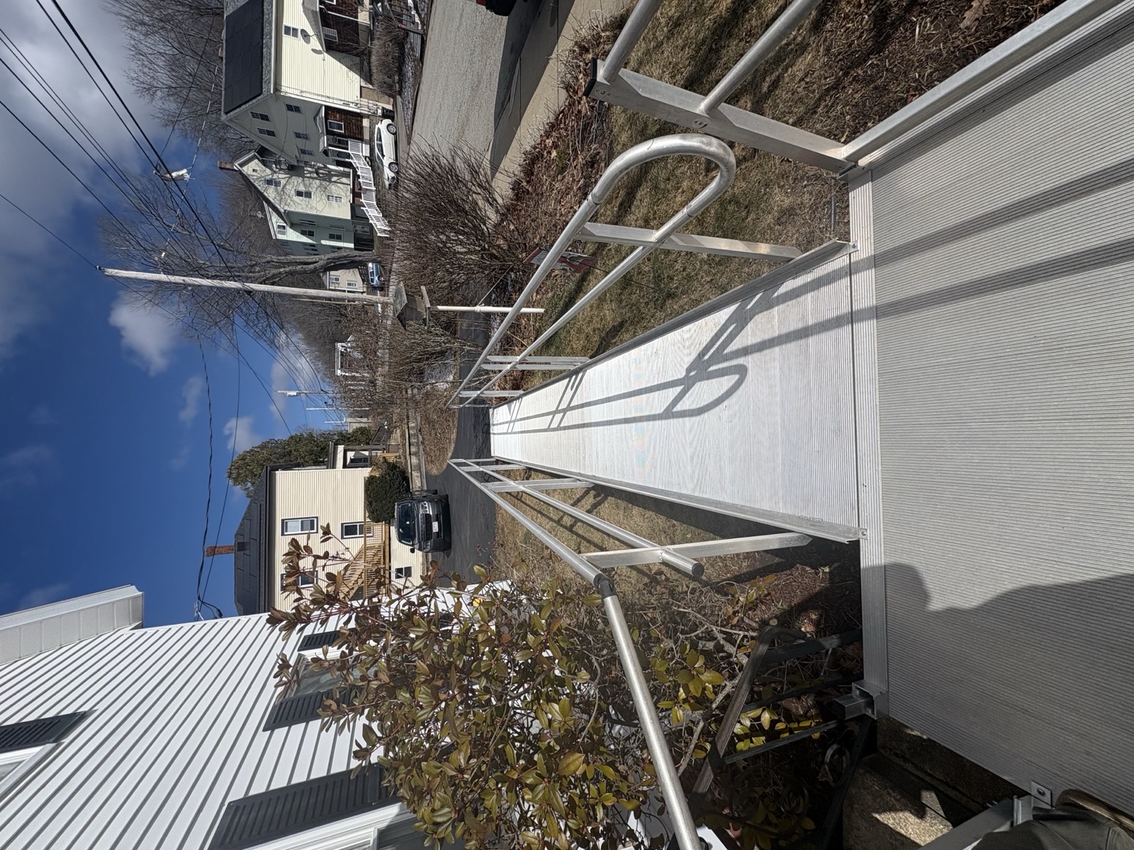 Aluminum wheelchair ramp installed at Massachusetts home